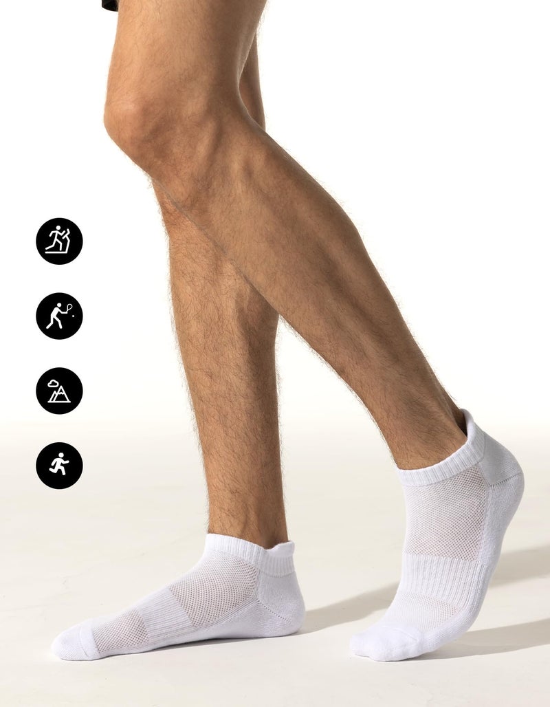 CLOSEMATE 7 Pairs Ankle Athletic Running Socks for Men Women - Comfortable Cotton Cushioned and Anti-Blister(7White, Size L) - Image 5